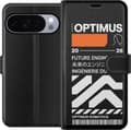 Kompatibel Tegnebogsetui til Google Pixel 11 Pro Hvid robotrelateret tekst, geometriske symboler og stregkode med et orange felt hvid