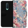 Kompatibelt Lommeboketui til OnePlus 8 Blomsterornament blå