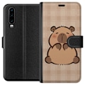 Miniatyrbillede 1 af 3: Huawei P30 Tegnebogsetui Mobilskal kawaii capybara flera figurer japansk stil