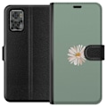Pikkukuva 1 / 3: Motorola Moto E22i Lompakkokotelo Vihreä Minimalikukka - tyylikäs kukka vihreällä taustalla