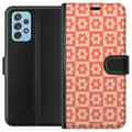 Kompatibelt Plånboksfodral till Samsung Galaxy A72 5G Orange blomsterschack orange