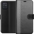 Kompatibelt Plånboksfodral till Samsung Galaxy A71 Black & Grey Leather