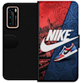Miniatyrbild 1 av 3: Huawei P40 Plånboksfodral Nike Logotyp Röd Blå Sneaker Stil Sport Fashion Populärt Swoosh Motiv Träningskläder Grafisk Ikon