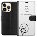 Miniatyrbild 1 av 3: Apple iPhone 15 Pro Plånboksfodral You Don’t Know My Password – edgy textmotiv med attityd