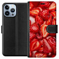 Miniatyrbillede 1 af 3: Apple iPhone 13 Pro Max Tegnebogsetui Jordbærmønster - sødt