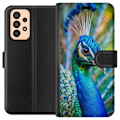Miniatyrbillede 1 af 3: Samsung Galaxy A33 5G Tegnebogsetui Påfugle Fjer Farverig Design Fuglemotiv Eksotisk Grafisk Motiv Natur Luksuriøs Dekoration