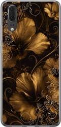 Kompatibelt Mobildeksel til Huawei P20 Gullfargede blomster gull