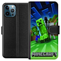 Miniatyrbillede 1 af 3: Apple iPhone 12 Pro Max Tegnebogsetui Minecraft Creeper mobilskal i klassisk grön pixelstil