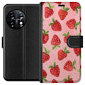 Miniatyrbild 1 av 3: OnePlus 11 Plånboksfodral Strawberry Dreams – jordgubbsmönster i retrostil