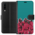 Miniatyrbillede 1 af 3: Huawei P30 Tegnebogsetui Squid Game Karakterer Grafisk Design Seriefigurer Populær TV Motiv Asiatisk Stil Spændende Trend