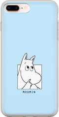 Kompatibel Mobilcover til Apple iPhone 8 Plus Mumitrolden i sort-hvid illustration mod lyseblå baggrund blå