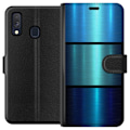 Miniatyrbillede 1 af 3: Samsung Galaxy A40 Tegnebogsetui Blå Metallic Striber