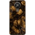 Kompatibelt Mobilskal till Nokia 3.4 Guldfärgade blommor guld
