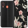 Kompatibelt Plånboksfodral till Samsung Galaxy A20e Floral Pattern Black