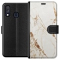Miniatyrbillede 1 af 3: Samsung Galaxy A40 Tegnebogsetui Hvid marmor