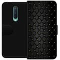 Kompatibel Tegnebogsetui til OnePlus 8 Sort geometrisk ternet mønster med guldfarvede linjer og dekorative detaljer sort