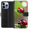 Pikkukuva 1 / 4: Apple iPhone 13 Pro Lompakkokotelo Leppäkerttu Hyönteinen Onni Symboli Luontoaihe Suosittu Graafinen Motiivi Koristelu Kesäkiertue