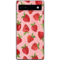 Miniatyrbillede 1 af 3: Google Pixel 6a Gennemsigtig cover Jordbærdrømme - Retro-stil jordbærmønster