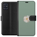 Pikkukuva 1 / 3: Samsung Galaxy A51 Lompakkokotelo Vihreä Minimalikukka - tyylikäs kukka vihreällä taustalla