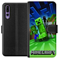 Miniatyrbillede 1 af 3: Huawei P20 Pro Tegnebogsetui Minecraft Creeper mobilskal i klassisk grön pixelstil