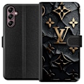 Miniatyrbillede 1 af 3: Samsung Galaxy A14 5G Tegnebogsetui Louis Vuitton Mørk Tilstand Design Sort Luksus Stil Mode Populær Grafisk Mønster Modeikon Luksusmærke