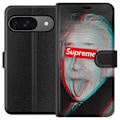 Miniatyrbillede 1 af 3: Google Pixel 9 Tegnebogsetui Supreme Albert Einstein 3D Motiv Streetwear Design Populær Videnskab Ikonisk Grafisk Urban Kunst