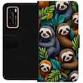 Miniatyrbillede 1 af 3: Huawei P40 Tegnebogsetui Sengångarstil - afslappet motiv med sød dovendyr