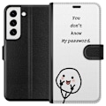 Miniatyrbild 1 av 3: Samsung Galaxy S22+ 5G Plånboksfodral You Don’t Know My Password – edgy textmotiv med attityd