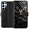 Miniatyrbillede 1 af 3: Samsung Galaxy S24 Ultra Tegnebogsetui Louis Vuitton Mørk Tilstand Design Sort Luksus Stil Mode Populær Grafisk Mønster Modeikon Luksusmærke