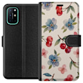 Miniatyrbillede 1 af 3: OnePlus 8T Tegnebogsetui Bær & Blomster - mønster med blå blomster og skovbær