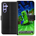 Miniatyrbillede 1 af 3: Samsung Galaxy A54 Tegnebogsetui Minecraft Creeper mobilskal i klassisk grön pixelstil
