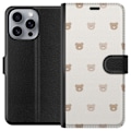 Miniatyrbillede 1 af 3: Apple iPhone 16 Pro Max Tegnebogsetui Teddybaggrund - søde teddybjørne mod en blød baggrund