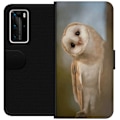 Miniatyrbillede 1 af 3: Huawei P40 Pro Tegnebogsetui Ugle Nysgerrig Blik Fuglemotiv Skov Natur Grafisk Design Populært Motiv Dyr Tema Dekoration