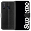 Miniatyrbillede 1 af 3: Samsung Galaxy A40 Tegnebogsetui Supreme Sort Hvid Streetwear Design Klassisk Modeikon Trend Urban Stil Grafiskt Motiv Populær
