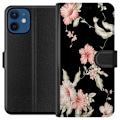 Pikkukuva 1 / 3: Apple iPhone 12 mini Lompakkokotelo Kukkakuvio Musta