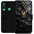 Miniatyrbillede 1 af 3: Huawei P40 lite E Tegnebogsetui Louis Vuitton Mørk Tilstand Design Sort Luksus Stil Mode Populær Grafisk Mønster Modeikon Luksusmærke