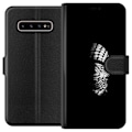 Miniatyrbillede 1 af 3: Samsung Galaxy S10+ Tegnebogsetui Keffiyeh-mønster - klassisk sort-hvid palæstinensisk tørklæde med kulturel betydning