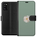 Miniatyrbillede 1 af 3: Samsung Galaxy A41 Tegnebogsetui Grøn Minimalblomst - stilfuld blomst på grøn baggrund