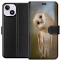 Miniatyrbillede 1 af 3: Apple iPhone 14 Tegnebogsetui Ugle Nysgerrig Blik Fuglemotiv Skov Natur Grafisk Design Populært Motiv Dyr Tema Dekoration