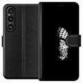 Miniatyrbillede 1 af 3: Sony Xperia 1 V Tegnebogsetui Keffiyeh-mønster - klassisk sort-hvid palæstinensisk tørklæde med kulturel betydning