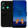 Kompatibel Tegnebogsetui til Huawei P40 lite E Tegnede løveunger under en blå stjernehimmel med Hakuna Matata-tekst blå