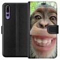 Miniatyrbillede 1 af 3: Huawei P20 Pro Tegnebogsetui Chimp Selfie Rolig Grafisk Design Abe Dyremotiv Trendy Sjovt Motiv Populært Urban Kunst Stil