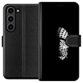 Miniatyrbillede 1 af 3: Samsung Galaxy S24+ Tegnebogsetui Keffiyeh-mønster - klassisk sort-hvid palæstinensisk tørklæde med kulturel betydning