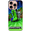 Pikkukuva 1 / 3: Apple iPhone 16 Pro Läpinäkyvä kuori Minecraft Creeper mobilskal i klassisk grön pixelstil