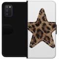 Kompatibel Tegnebogsetui til Samsung Galaxy A03s Stjernemotiv med brunt og sort leopardmønster samt dekorative sømdetaljer brun
