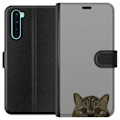 Miniatyrbild 1 av 3: OnePlus Nord Plånboksfodral Grå Kattblick – stilren kattdesign med grå bakgrund