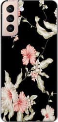 Kompatibelt Mobilskal till Samsung Galaxy S21 Floral Pattern Black