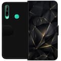 Kompatibel Tegnebogsetui til Huawei P40 lite E Abstrakte sorte geometriske former med tynde gyldne linjer og lyspunkter sort