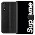 Miniatyrbillede 1 af 3: Samsung Galaxy A50 Tegnebogsetui Supreme Sort Hvid Streetwear Design Klassisk Modeikon Trend Urban Stil Grafiskt Motiv Populær