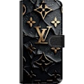 Miniatyrbillede 3 af 3: Xiaomi Redmi 12C Tegnebogsetui Louis Vuitton Mørk Tilstand Design Sort Luksus Stil Mode Populær Grafisk Mønster Modeikon Luksusmærke